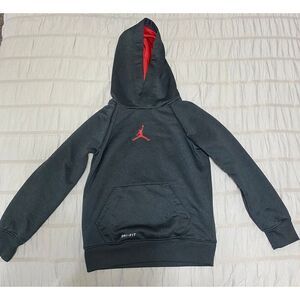Boys‎ Nike Air Jordan Therma-Fit Hoodie Sweatshirt L/S Pullover Sz S (4/5) Grey